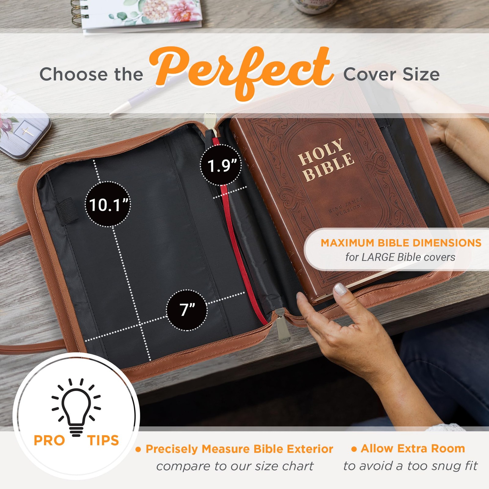 Navy Blue Vegan Leather Bible Cover Stylish Durable Hand Bag For Women image 6