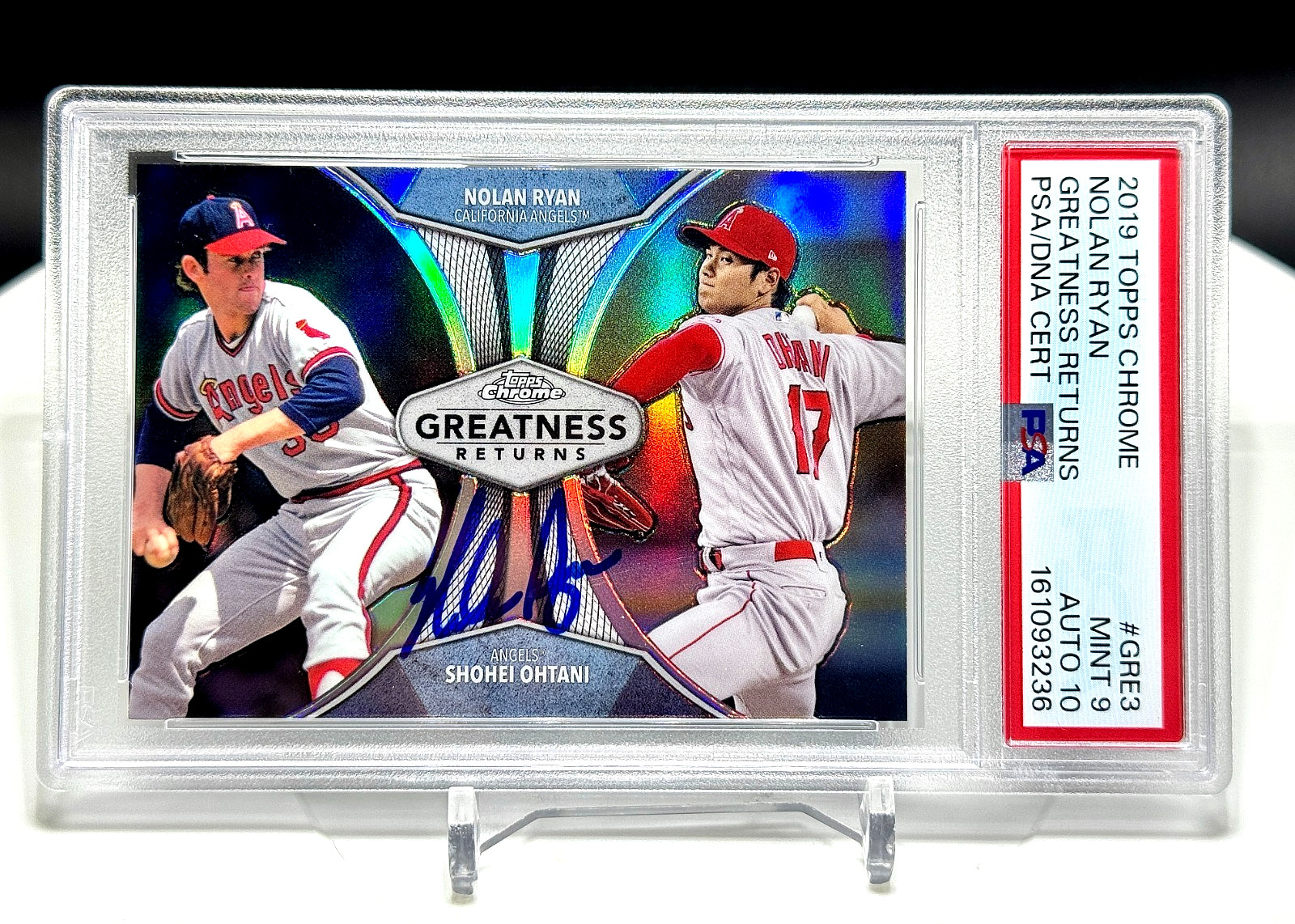 SHOHEI OHTANI-NOLAN RYAN SIGNED 2019 TOPPS CHROME GREATNESS (Auto PSA 10-Card 9)