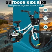 NNECW Children Training Bicycle with Handbrake and Coaster Brake-Black & White-1