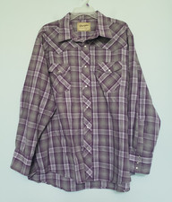 VTG Wrangler Men 3XL Shirt Purple Gray Plaid Pearl Snap Front Western Cowboy
