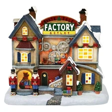 North Pole Factory Outlet LED Lighted Animated Christmas Village House, Hand-...