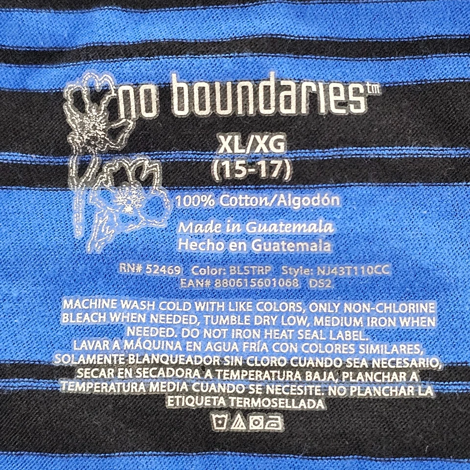 Camiseta No Boundaries Azul Rayas Manga Corta Algodón Mujer Junior XL (15-17) Foto 4 de 4