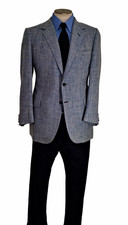 Oxxford Clothes Sport Coat 44XL Blue Oatmeal Gray Donegal Basketweave Jacket