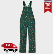 Women's Heirloom Gardening Bib Overalls Regular Fit Peninsula Green Highland Cow