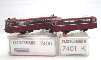 FLEISCHMANN 7400 7401K N DB VT95 DIESEL RAIL BUS & PASSENGER CAR SET OVP TESTED