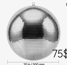 VEVOR 20 in / 500mm Silver Reflective Mirror Disco Ball w/ Hanging Ring