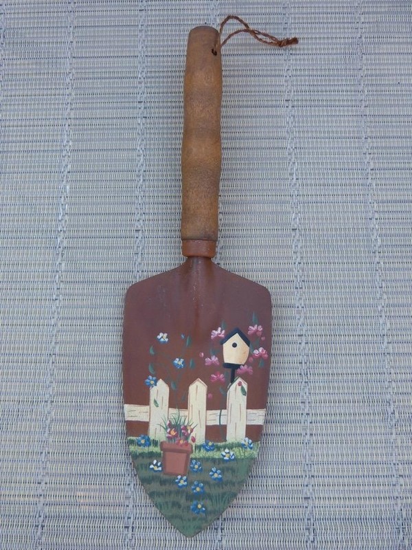Hand Painted Garden Spade, Wooden Handle, Decorative, 10.75”, Birdhouse, Garden