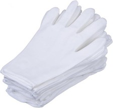 Medium White Cotton Gloves - 12 Pairs for Handling Coins, CDs, and Films