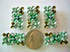 2 Hole Slider Beads Triple Blossoms Blue Crystal 5