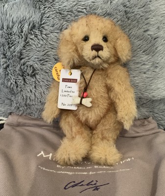 Charlie Bears seltene Minimo s Paws Etiketten & Tragetasche. Mohair Welpe und Gratis Geschenk  