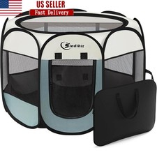 Portable Pet Playpen Indoor Outdoor Dog Cat Tent Pop Up Kennel Crate Easy Clean