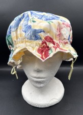 Vintage Floral Women s Bonnet Ruffle Drawstring Brim Prairie Cottage Romantic