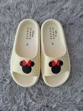 NEW Disney Minnie Mouse Slides Sandals Beach EVA Foam Slip On Flats Cream 9
