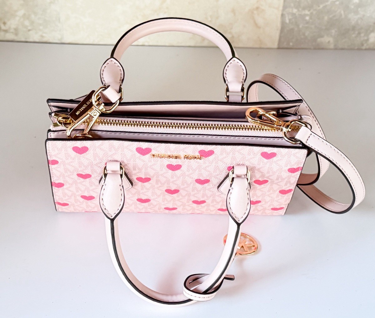 Michael Kors Sheila SM Satchel Shoulder Crossbody Bag + Wallet Set 