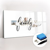 Magnetboard Glas Inkl Magneten Marker Schwamm Schriftzug Familie 120X60 Cm