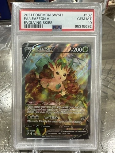 PSA 10 - Leafeon V  167/203  Alt Art  Evolving Skies Pokemon