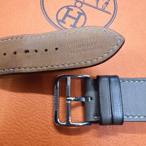 Hermes Apple Watch Leather Band Etoupe Compatible with 44-49mm Cases - Afbeelding 6 van 11