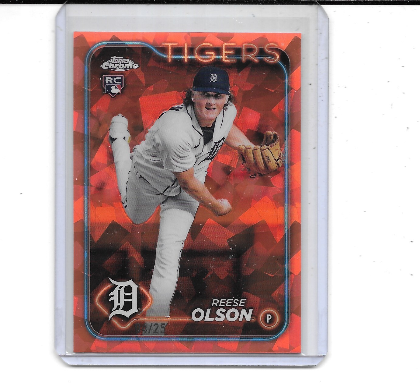 2024 TOPPS CHROME SAPPHIRE REESE OLSON RC ORANGE REFRACTOR # 4/25 METS