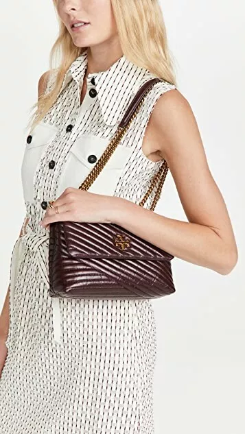 Tory Burch Kira Chevron Convertible Fig Distres Leather Shoulder Bag *Read  Below | eBay