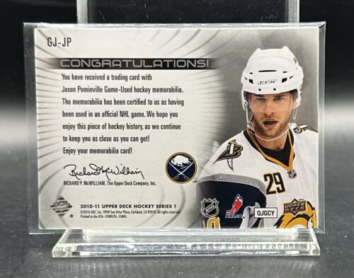 2010-11 Upper Deck Game Used Jersey #GJJP Jason Pominville Buffalo Sabres - Picture 2 of 2