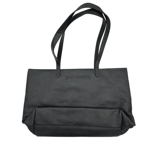 Treinta y un Bolso de Mano Moderno Negro Envejecido Guijarros Cuero Sintético ""A"" Monograma - Imagen 3 de 11