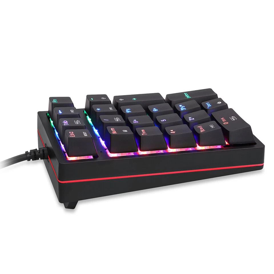 Numeric Mechanical Keyboard 21 Keys USB Wired W/ RGB Backlit OUTEMU Blue Switch - Image 3 of 4