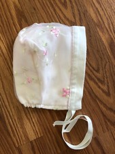 Vintage Pink Embroidered Flowered baby girls bonnet