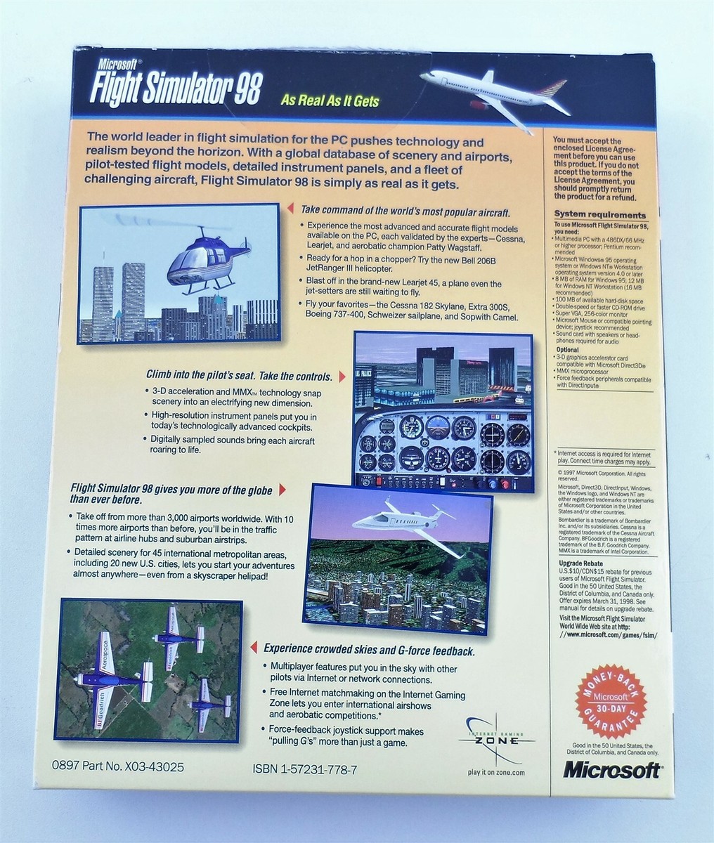 Microsoft Flight Simulator 98 (PC, 1997) and Microsoft SideWinder