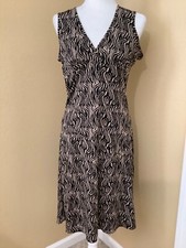 Mossimo Sleeveless V Neck Empire Dress Size S Black Beige Print