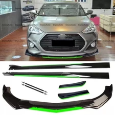 Front Bumper Lip Side Skirt Rear Bumper Lip Strut Rods Black Green for Hyundai