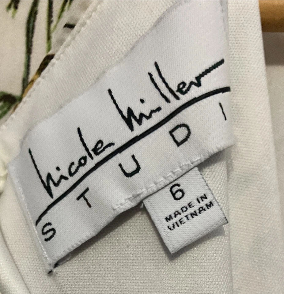 Платье Nicole Miller Размер 16 Студийное Цветочный Раструб Рукав Богемская Подкладка - Изображение 4 из 4