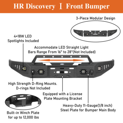 Steel Front Winch Bumper Bar w/Led Lights for Ford F150 2004 2005