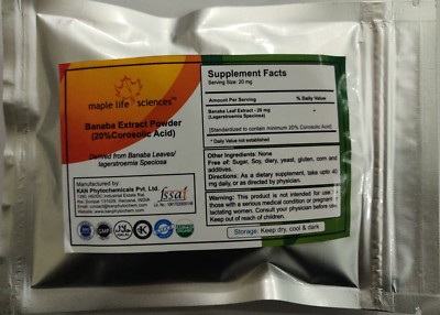 Banaba Leaf Extract Powder / Lagerstroemia speciosa Extract 20% Corosolic Acid