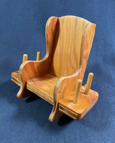 Thread Spool Holder Vintage Wooden Rocking Chair Pin Cushion Holder 5" Sewing