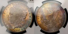 1904-O $1 Morgan Silver Dollar - VAM-22A2 - PQ Rainbow Toning - NGC MS63 - B2092