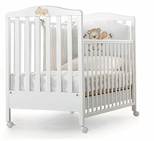 Lettino BIMBI LEGNO CON SBARRE Web Bianco con Decoro AZZURRA Design - Picture 3 of 3