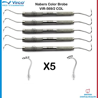 5X Zahnfarbcodierte Nabers Sonde Tasche Tiefe Messung Parodontalsonden 