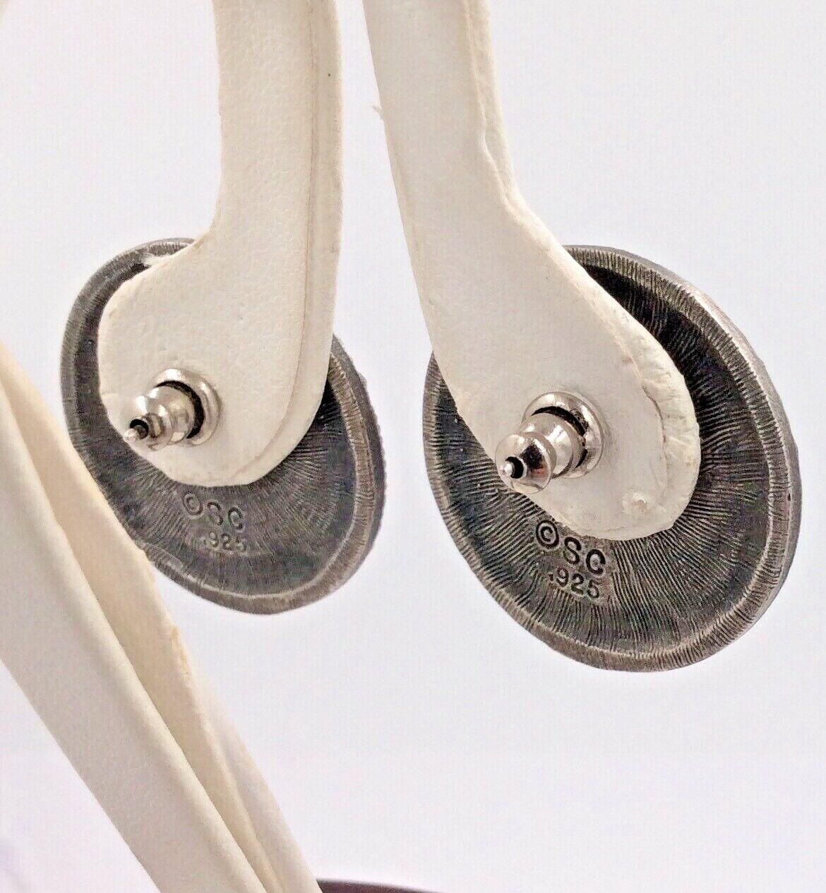 Sterling Silver Embossed Tuscan Button Earrings - image 3