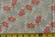 By 1/2 Yd, Green Pink Tan on Cream Quilt Cotton, Moda/3 Sisters/4010 15, M8468