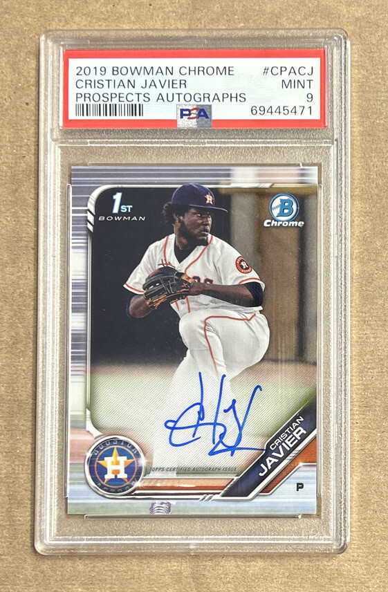 2019 Bowman Chrome Cristian Javier Houston Astros Rookie Autograph Card PSA 9