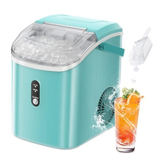Portable Ice Maker Countertop with Handle/Indicator Lamps, 7 Mins GREEN ROUND-image
