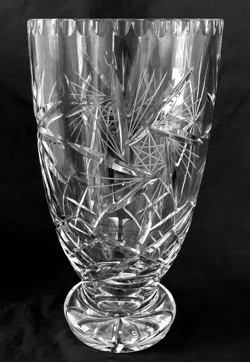 Vintage large heavy cut crystal vase 11.25 inches | eBay