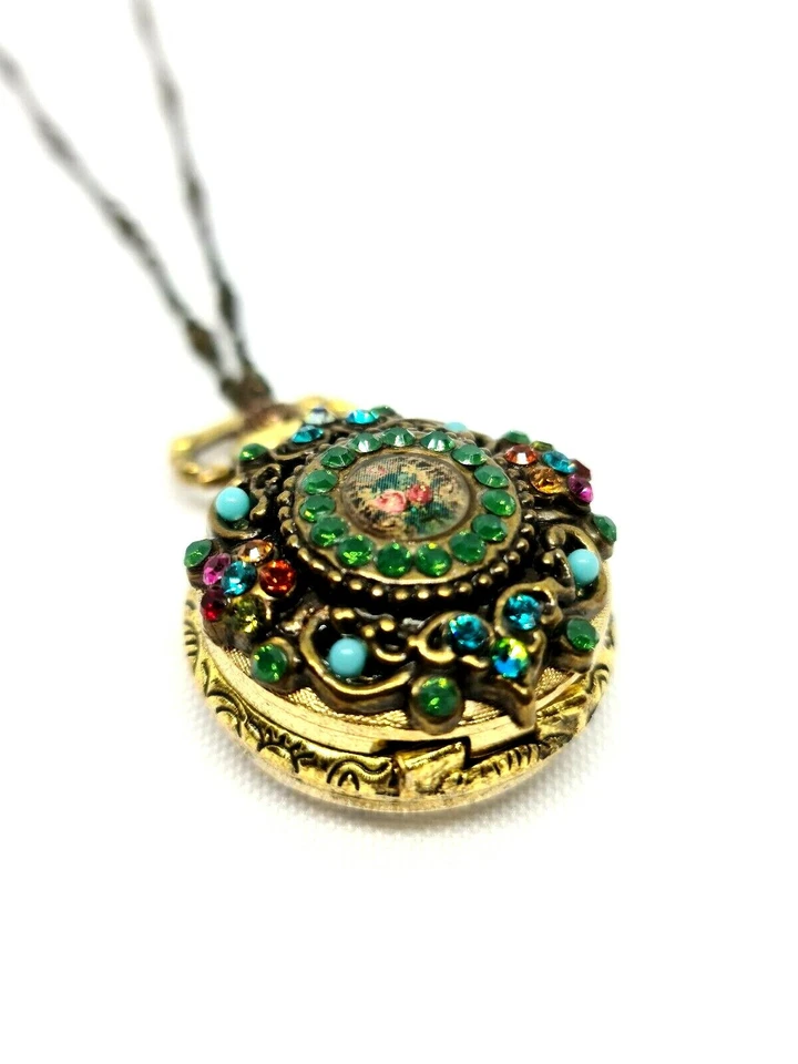 Reloj colgante vintage con piedras de cristal de colores de Michal Negrin. Foto 4 de 4