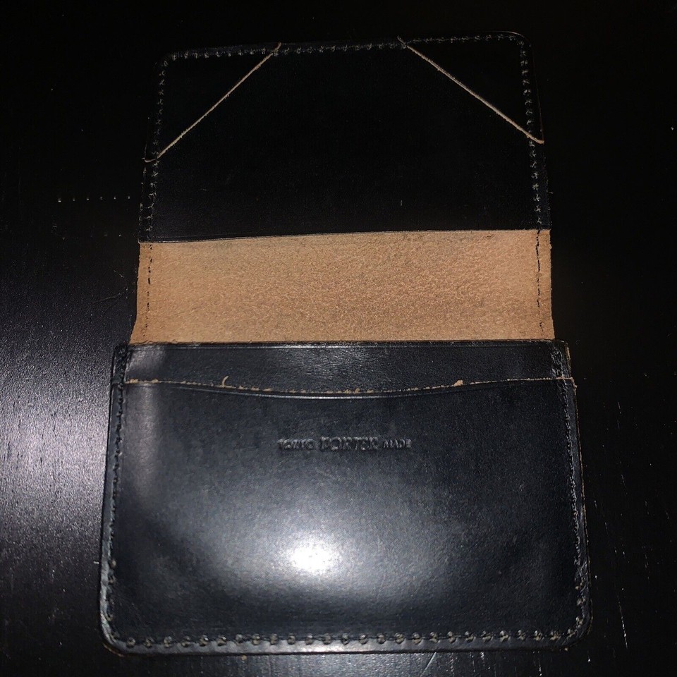 Vintage Porter Japan Black Leather Slim Wallet Card Holder eBay