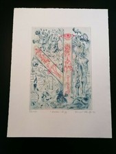 Bernard Schultze, Balken Auge, Farbradierung 1970, eines von 150 Ex., handsign.