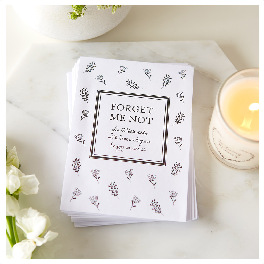 ANGEL & DOVE 25 Unfilled Forget Me Not Seed Packet Funeral Favour Envelopes