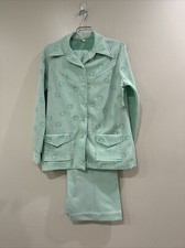 Vintage 70s Women s Polyester Pant Set Green