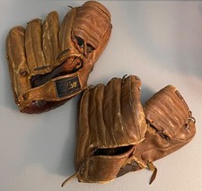 2 Vintage Leather Baseball Gloves Wilson George Kell A2930 Bob Bundy 1950s 50s