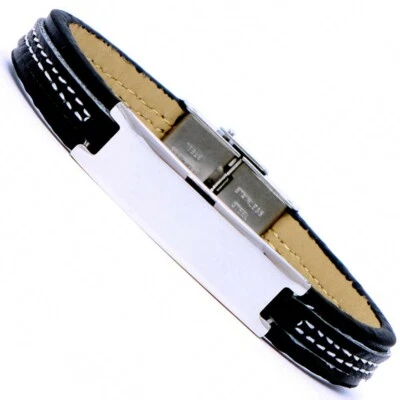 Armband Herren Kunstleder Surferarmband schwarz Damen Unisex Bikerarmband - Bild 1 von 4