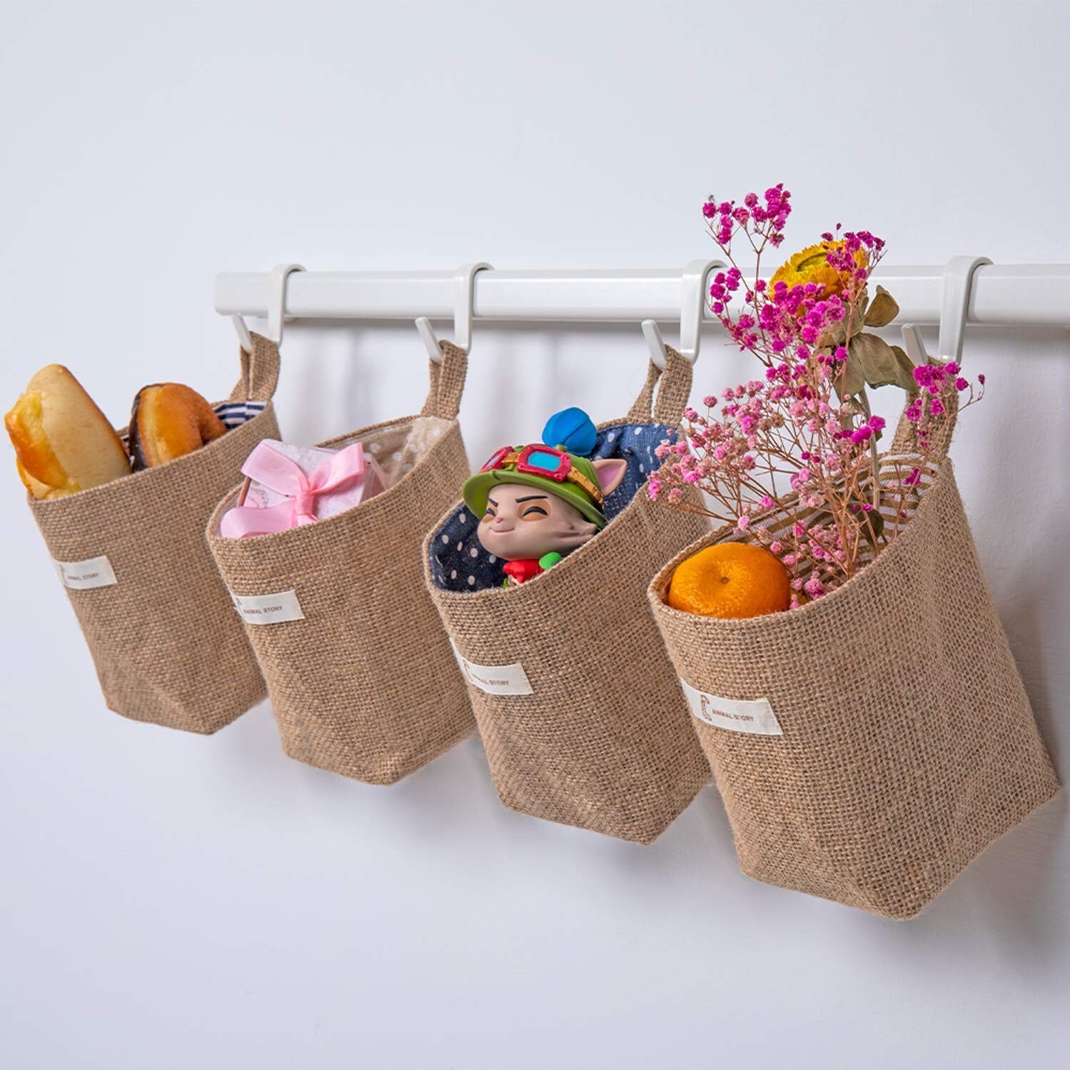 Versatile Cotton Linen Foldable Organizer Bags - 4 Unique Patterns Included
